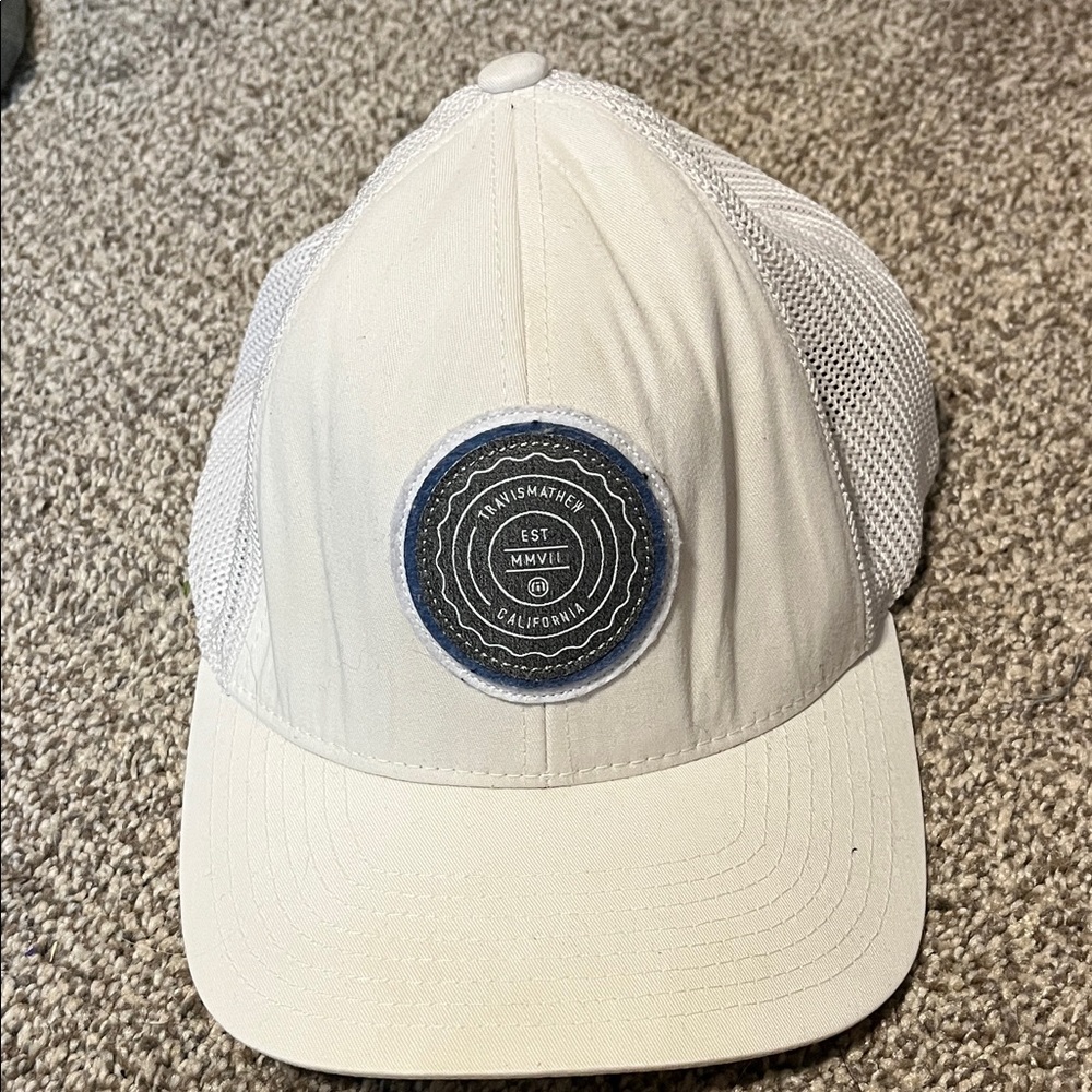 White Travis Mathew Hat with adjustable snap back